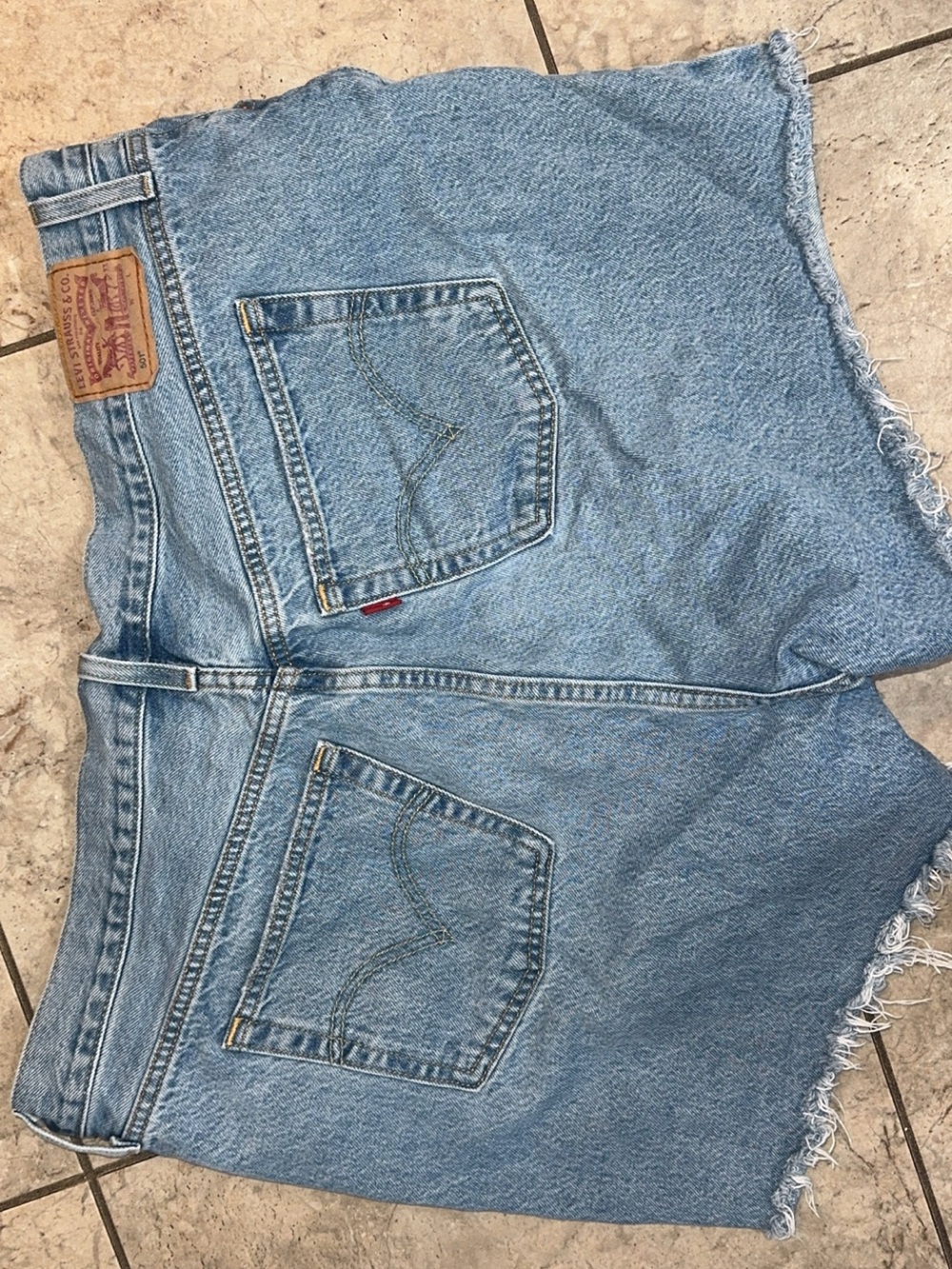 Levi's Light Blue Denim Cutoff Shorts with Frayed Hem